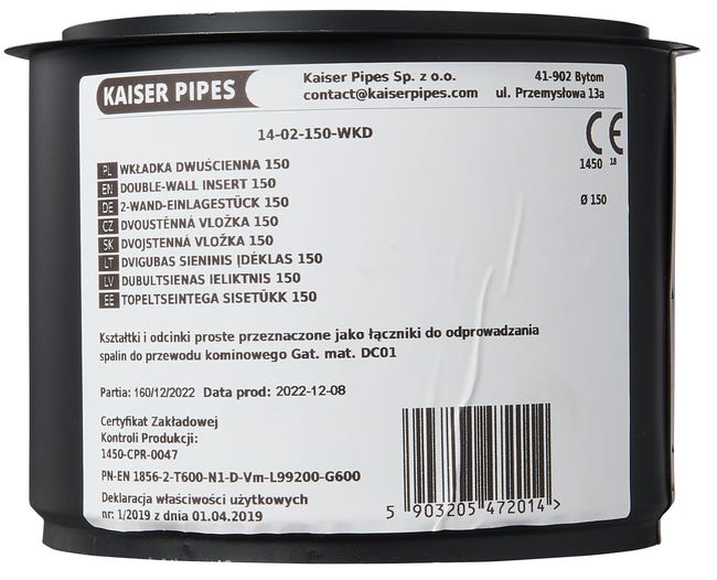 Przejściówka wkładka dwucienna 150 mm WKD Kaiser Pipes