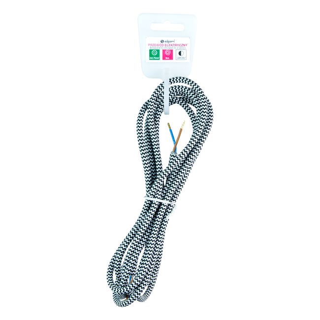 Przewód ELEKTRYCZNY DIC0430 W OPLOCIE CZARNO-BIAŁY 3 m DPM SOLID