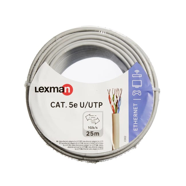 Przewód U/UTP CAT5E szary 25 metrów LEXMAN