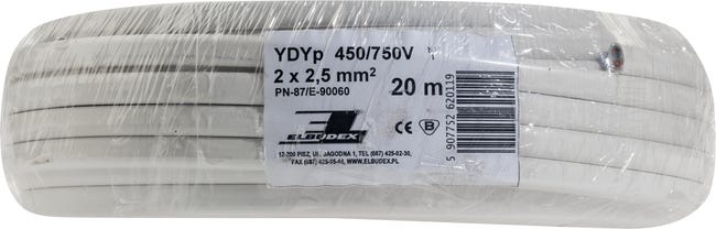 Przewód elektryczny YDYP 450 / 750V 2 X 2.5 20 metrów AKS ZIELONKA