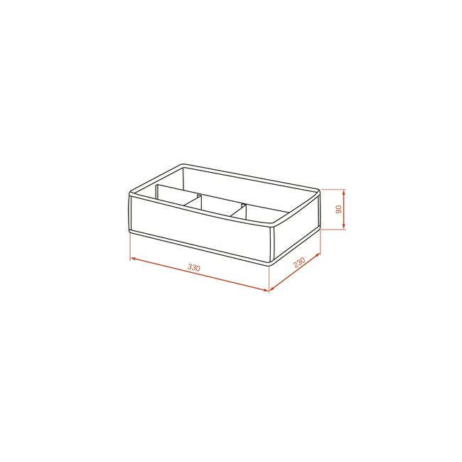 Pudełko tekstylne Jamajka 4 przegródki 33 x 9 x 23 cm Kuchinox
