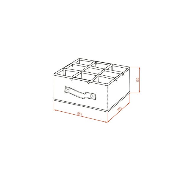 Pudełko tekstylne Jamajka 9 przegródek 26.5 x 13 x 26.5 cm Kuchinox