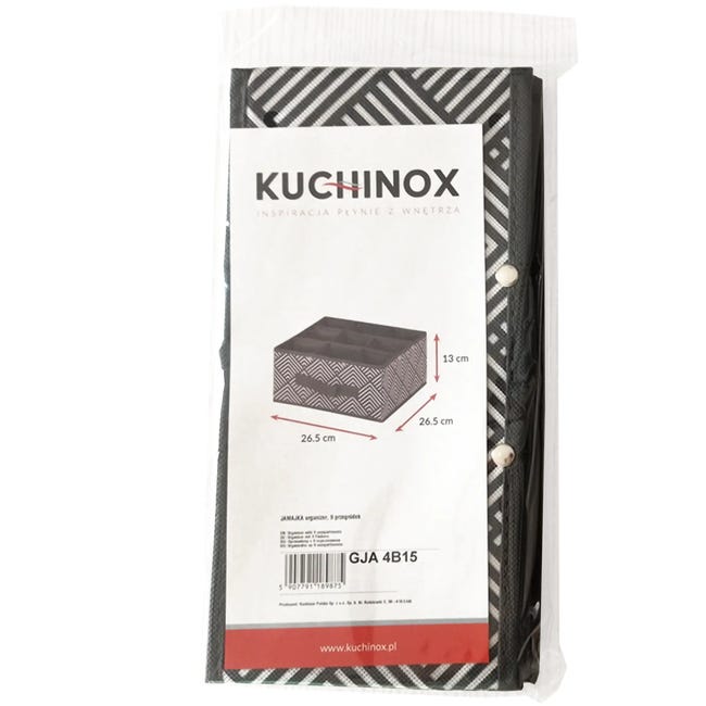 Pudełko tekstylne Jamajka 9 przegródek 26.5 x 13 x 26.5 cm Kuchinox