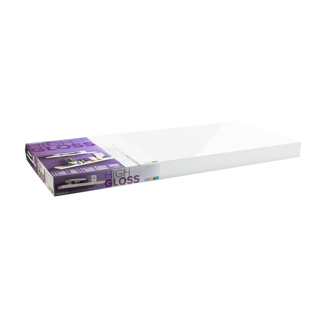 Półka ścienna samowisząca komorowa biały połysk 3.5x23.5x118 cm Velano