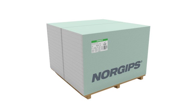 Płyta gipsowa impregnowana GKBI TYP H2 1200 x 600 x 12.5 mm Norgips