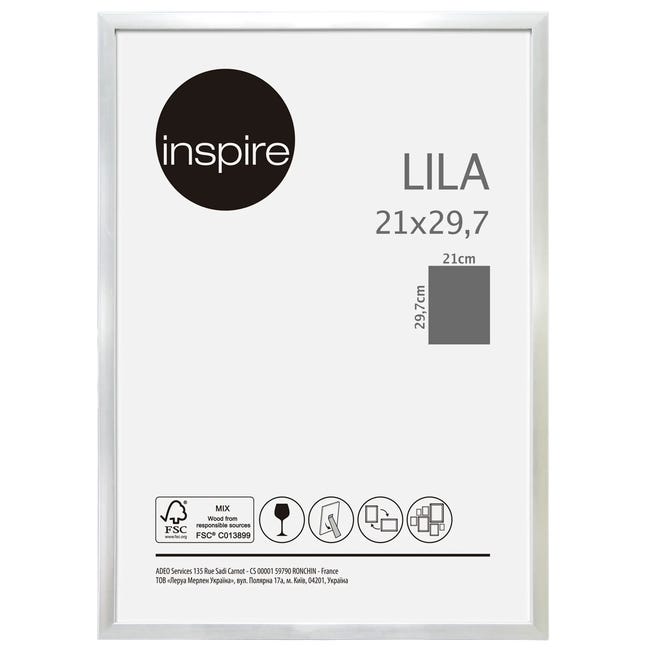 Ramka na zdjęcia Lila 21 x 29.7 cm srebrna Inspire