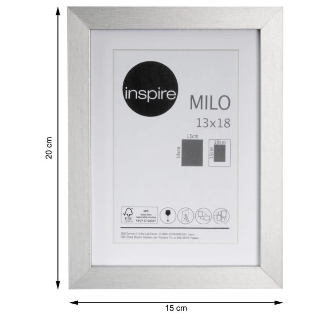 Ramka na zdjęcia Milo 13 x 18 cm srebrna MDF Inspire