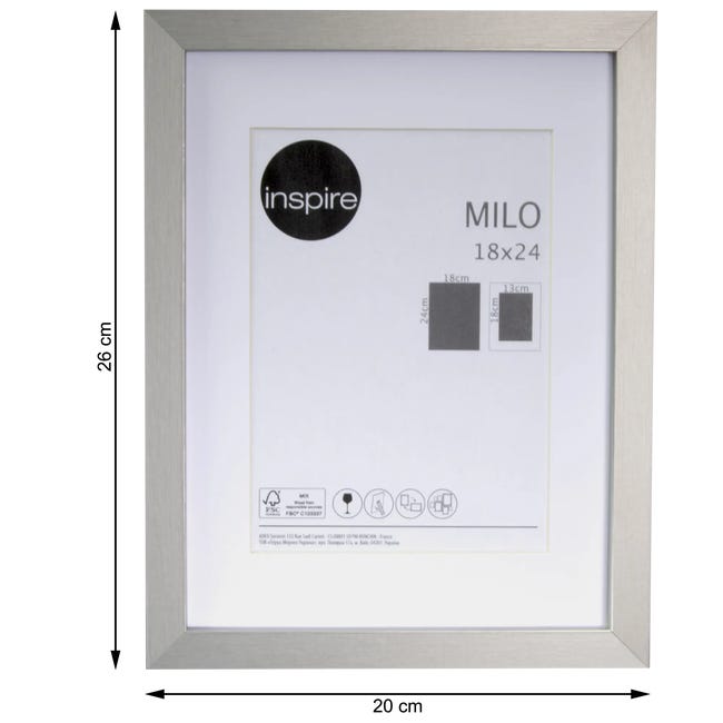 Ramka na zdjęcia Milo 18 x 24 cm srebrna MDF Inspire