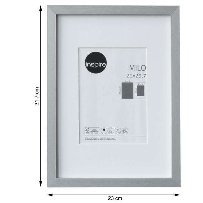 Ramka na zdjęcia Milo 21 x 29.7 cm srebrna MDF Inspire