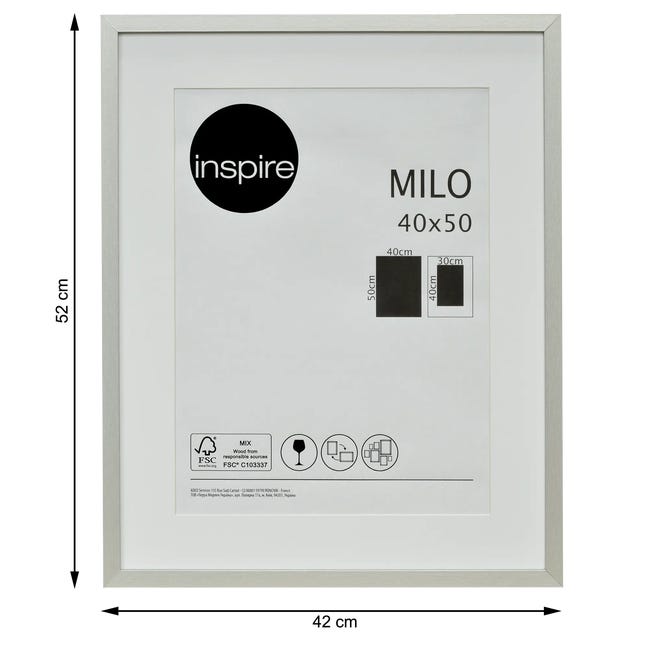 Ramka na zdjęcia Milo 40 x 50 cm srebrna MDF Inspire
