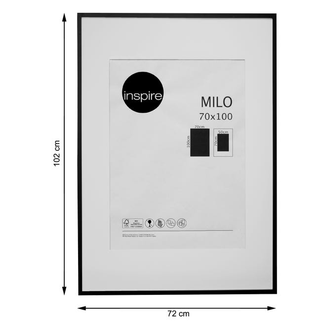Ramka na zdjęcia Milo 70 x 100 cm czarna MDF Inspire