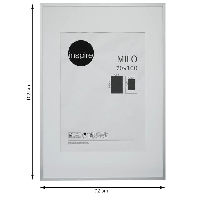 Ramka na zdjęcia Milo 70 x 100 cm srebrna MDF Inspire