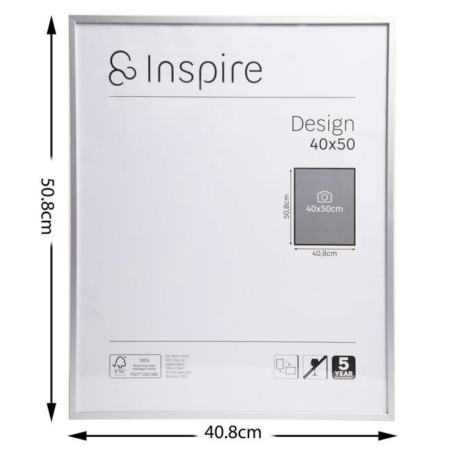 Ramka na zdjęcie Design 40 x 50 cm srebrna aluminiowa Inspire