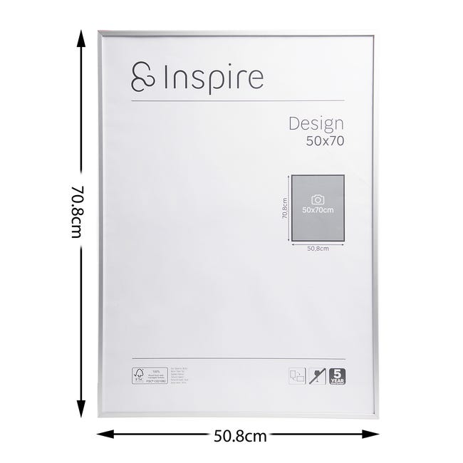 Ramka na zdjęcie Design 50 x 70 cm srebrna aluminiowa Inspire