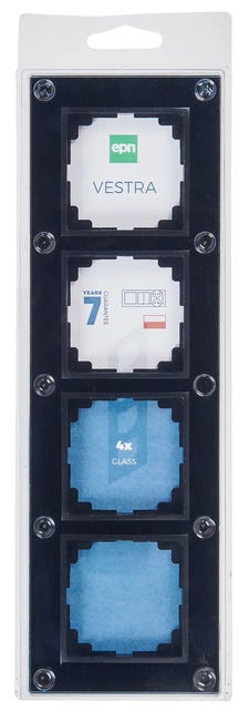 Ramka poczwórna Czarny szkło VESTRA ELEKTRO-PLAST
