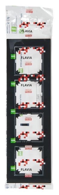 Ramka poczwórna Czarny/chrom FLAVIA ELEKTRO-PLAST