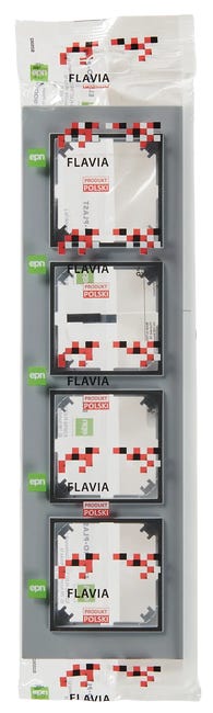 Ramka poczwórna FLAVIA Szary mat / Czarny ELEKTRO-PLAST