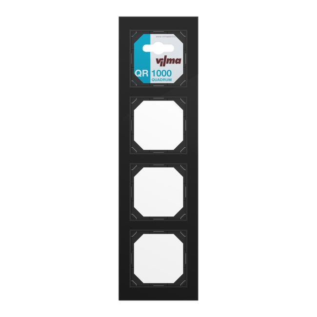 Ramka poczwórna Quadrum czarna/szkło DPM