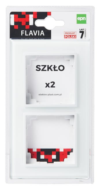 Ramka podwójna Flavia Białe szkło ELEKTRO-PLAST