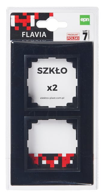 Ramka podwójna Flavia Czarne szkło ELEKTRO-PLAST