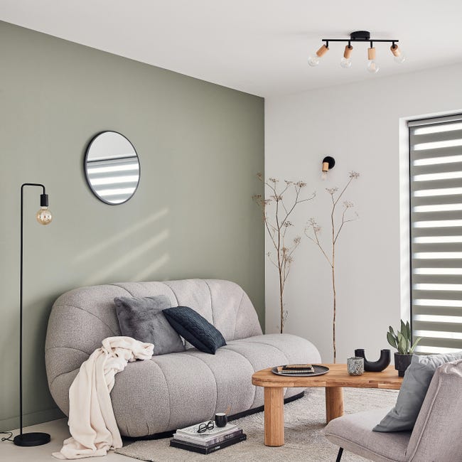 Reflektor Lina czarny z drewnem E27 Inspire