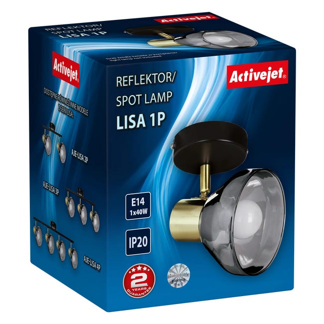 Reflektor Lisa czarno-złoty E14 Activejet