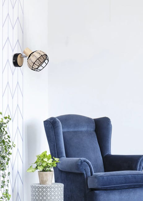 Reflektor Tajga czarny z drewnem E14 Candellux