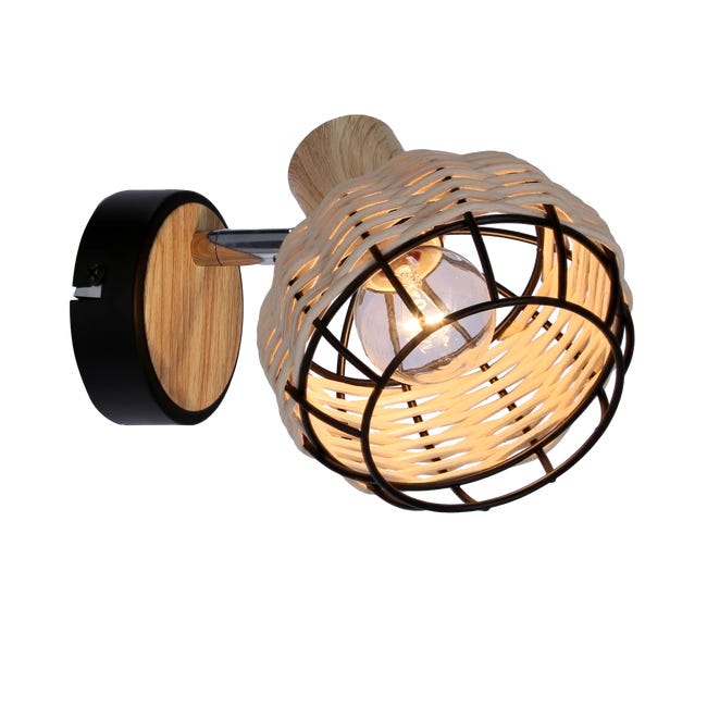 Reflektor Tajga czarny z drewnem E14 Candellux