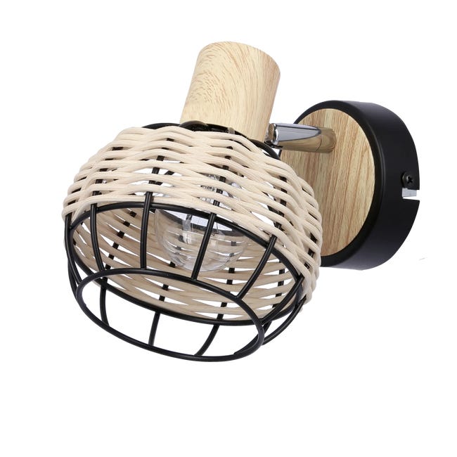 Reflektor Tajga czarny z drewnem E14 Candellux