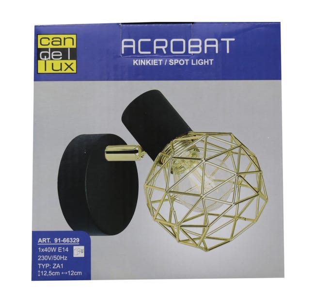 Reflektorek ACROBAT czarno-złoty E14 CANDELLUX