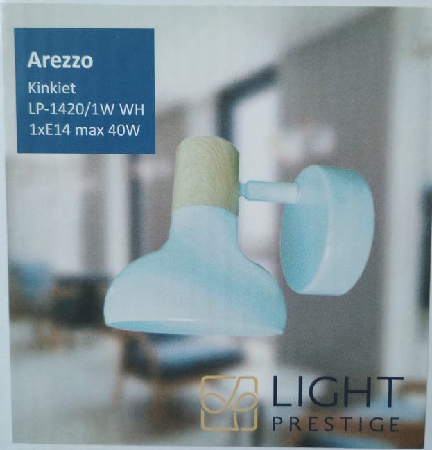 Reflektorek AREZZO biały z drewnem E14 LIGHT PRESTIGE