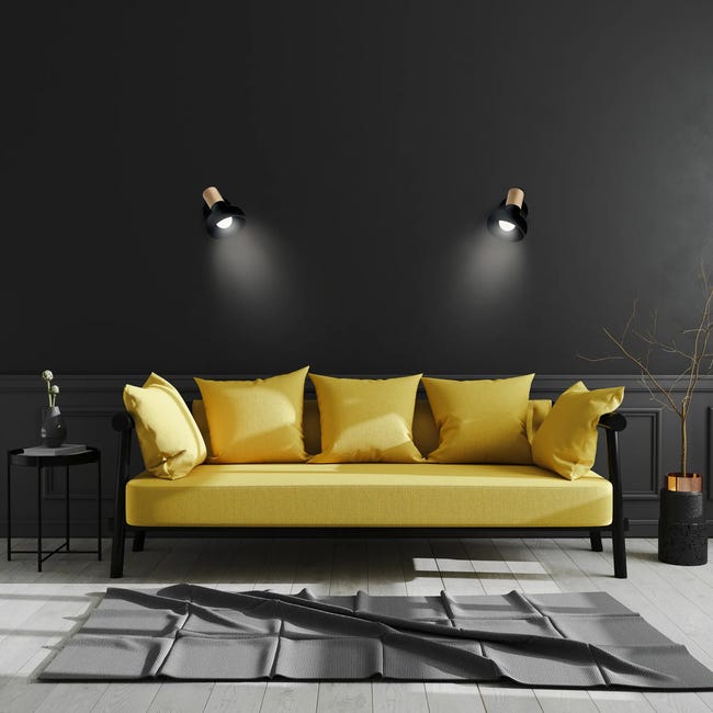 Reflektorek AREZZO czarny z drewnem E14 LIGHT PRESTIGE