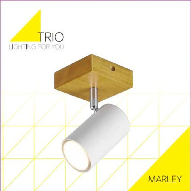 Reflektorek Marley biały z drewnem GU10 Trio