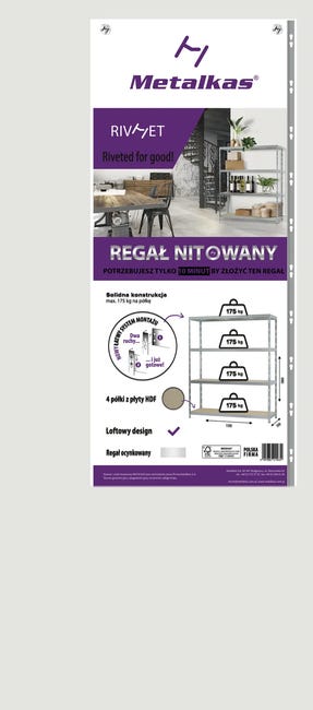 Regał metalowy 175 kg 180 x 150 x 50 cm 4P Metalkas