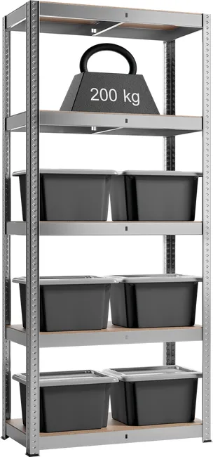 Regał metalowy 200 kg 179 x 80 x 40 cm 5P Galva Metalkas