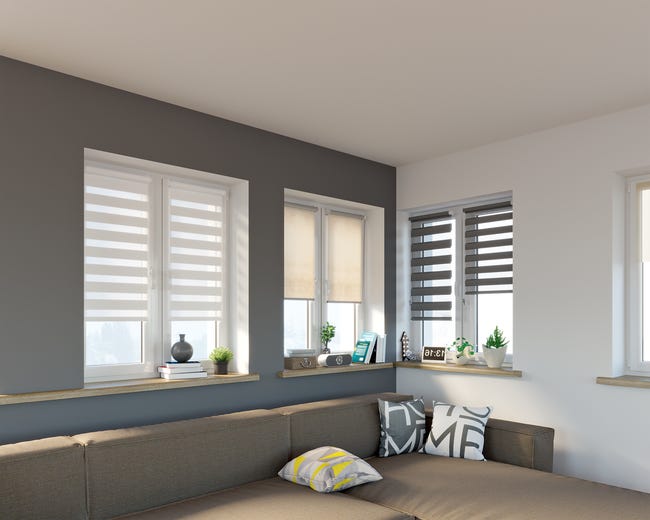 Roleta dzień noc Peter 37 x 160 cm biała z systemem click Inspire