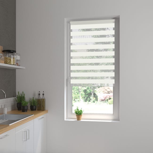 Roleta dzień noc Peter 37 x 160 cm biała z systemem click Inspire