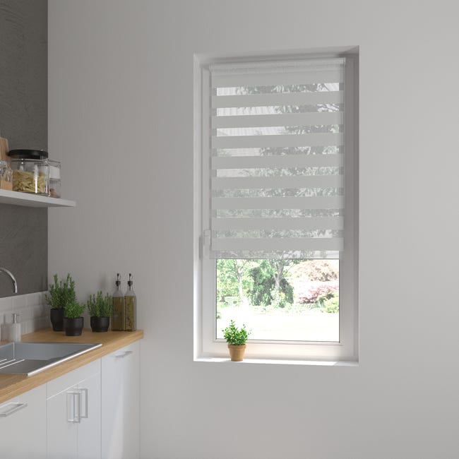 Roleta dzień noc Peter 57 x 160 cm srebrna z systemem click Inspire