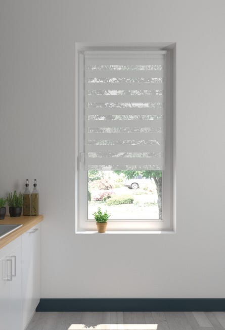 Roleta dzień noc Peter 57 x 160 cm srebrna z systemem click Inspire