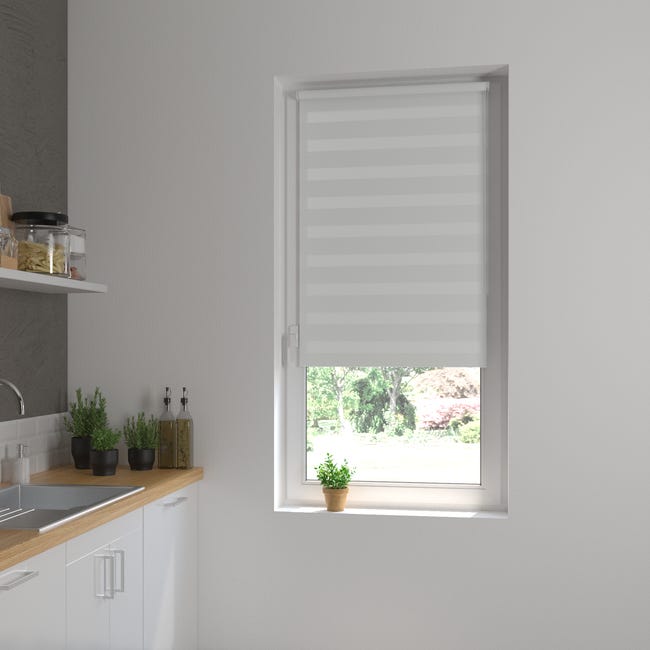 Roleta dzień noc Peter 68 x 230 cm srebrna z systemem click Inspire