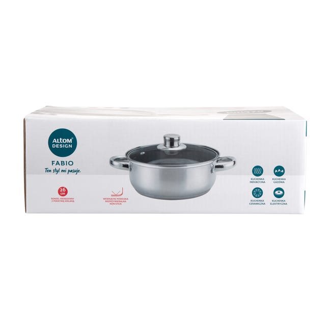 Rondel ze stali nierdzewnej Fabio z pokrywką szklaną 3.5 l Altom Design