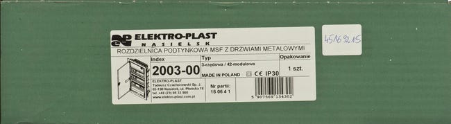 Rozdzielnica elektryczna bez wyposażenia PODTYNKOWA MSF / 2003 - 00 ELEKTRO-PLAST