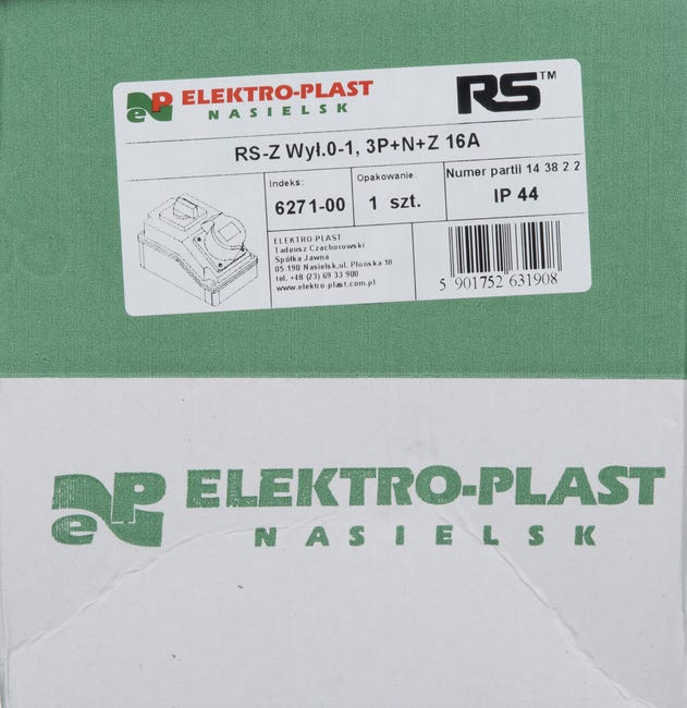 Rozdzielnica elektryczna z okablowaniem 6271-00 / RS-Z 0-1 3P+N+Z 16A ELEKTRO-PLAST