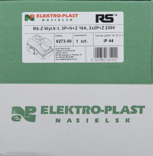 Rozdzielnica elektryczna z okablowaniem 6273 - 00 / RS - Z 0 - 1 2 X 2P + Z 3P + N + Z 16A ELEKTRO-PLAST