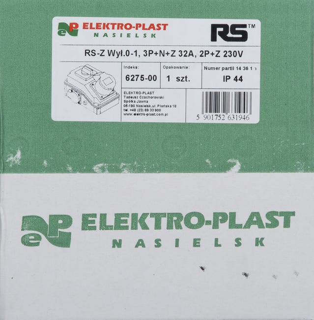 Rozdzielnica elektryczna z okablowaniem 6275 - 00 / RS - Z 0 - 1 2P + Z 3P + N + Z 32A ELEKTRO-PLAST