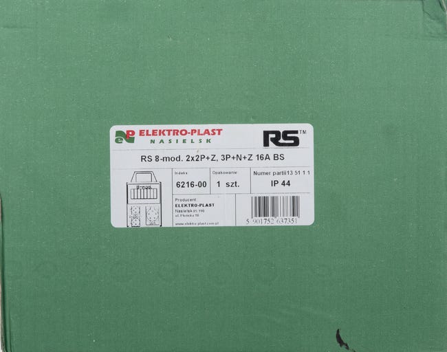 Rozdzielnica elektryczna z okablowaniem RS 1 / 8 6216 - 00 / 2 X 2P + Z 3P + N + Z BS ELEKTRO-PLAST