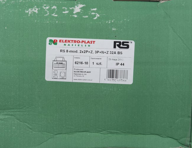 Rozdzielnica elektryczna z okablowaniem RS 1 / 8 6216 - 10 / 2 X 2P + Z 3P + N + Z BS ELEKTRO-PLAST