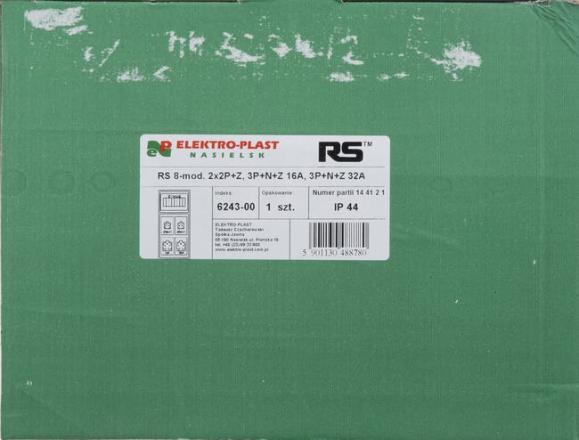 Rozdzielnica elektryczna z okablowaniem RS 1 / 8 6243 - 00 / 2 X 2P + Z 2 X 3P + N + Z 16 / 32 ELEKTRO-PLAST