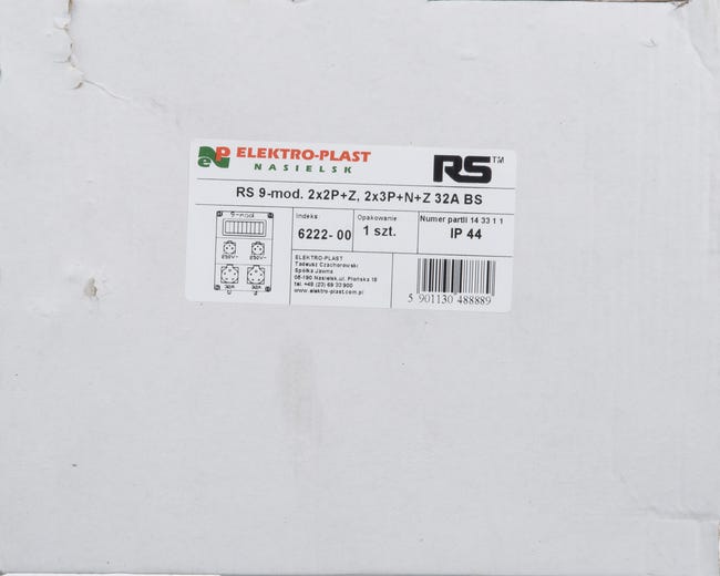 Rozdzielnica elektryczna z okablowaniem RS 1 / 9 6222 - 00 / 2 X 2P + Z 2 X 3P + N + Z 32A ELEKTRO-PLAST