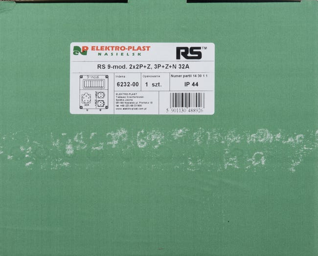 Rozdzielnica elektryczna z okablowaniem RS 1 / 9 6232 - 00 / 2 X 2P + Z 3P + N + Z 32A ELEKTRO-PLAST